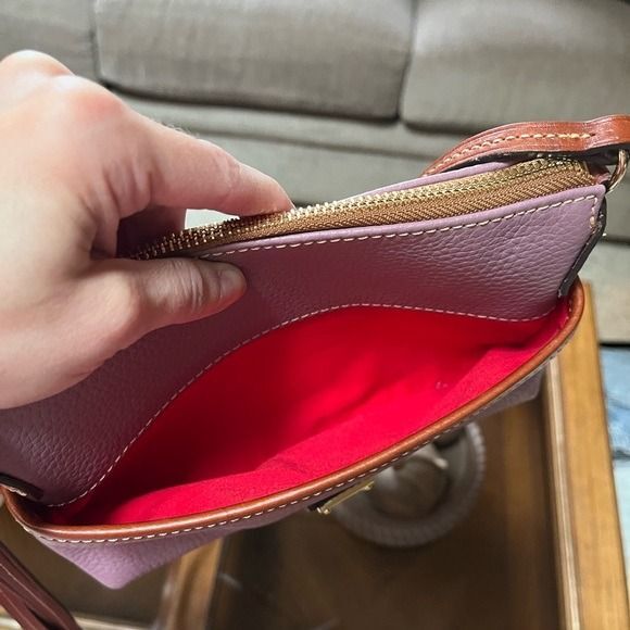 Dooney & Bourke Pebble Grain Katie Crossbody Purple Mauve Brown Leather Bag - Picture 9 of 12